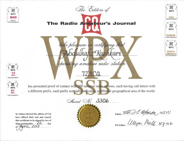 7Z1CQ WPX SSB AWARD